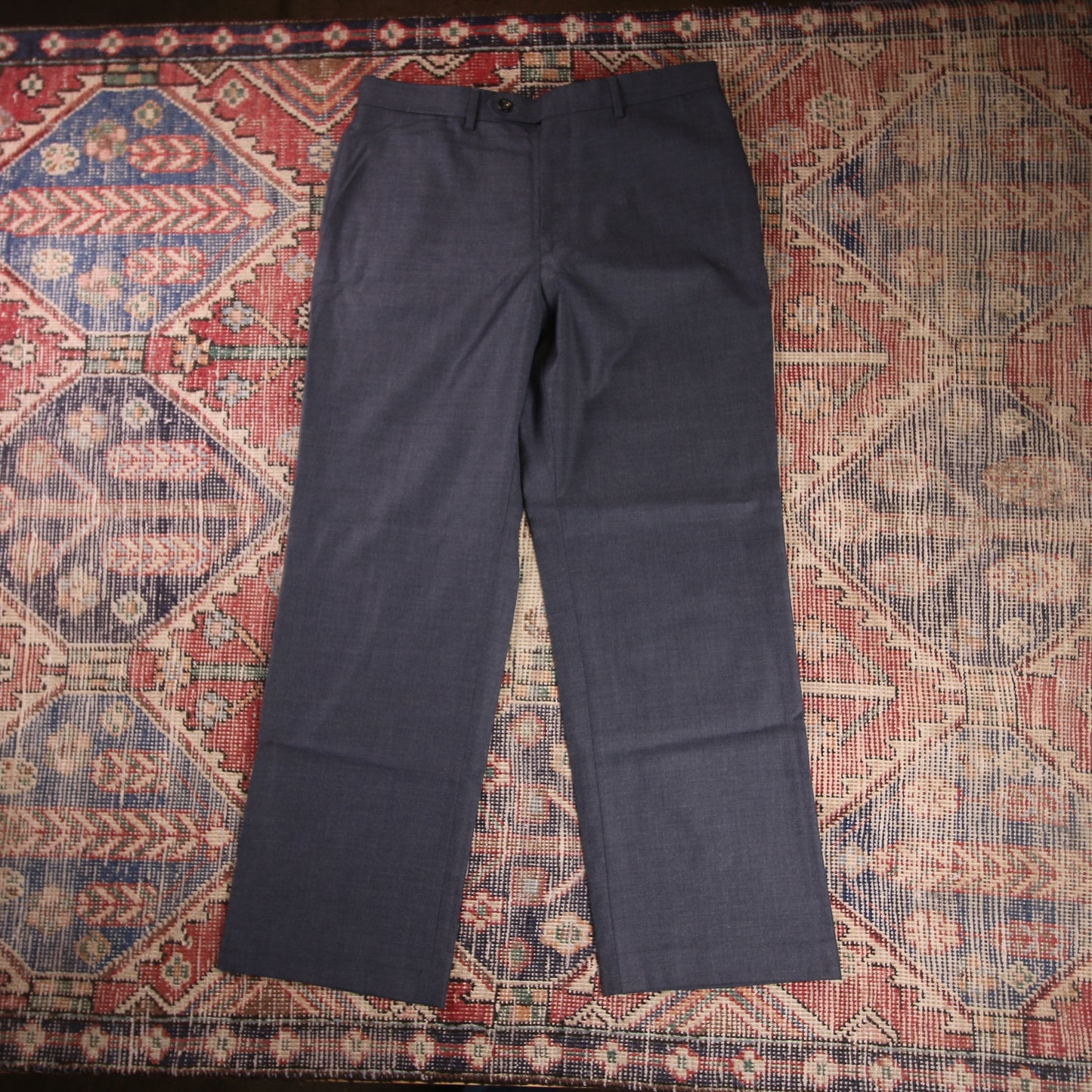 Nautica W34 L30 Straight Leg Navy Cotton Blend Trousers