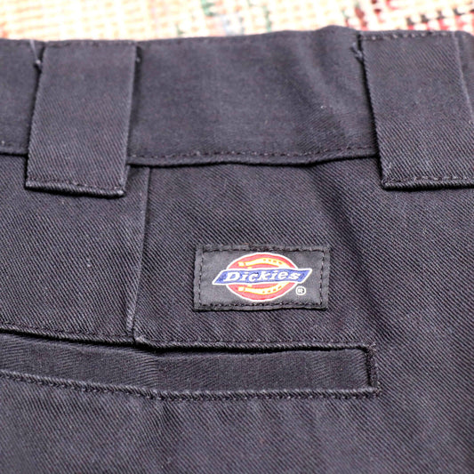 Dickies W34 L24 Straight Leg Slim Fit Black Cotton Blend Trousers