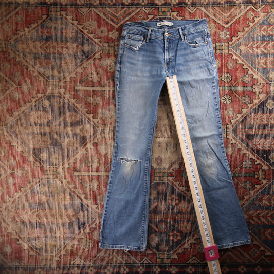 Levi's 501 W28 L30 Original Fit Classic Ripped Style Blue Denim Jeans