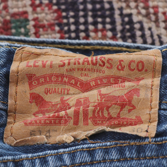 Levi's 501 Red Tab W28 L29 Original Fit Classic Ripped Style Blue Denim Jeans