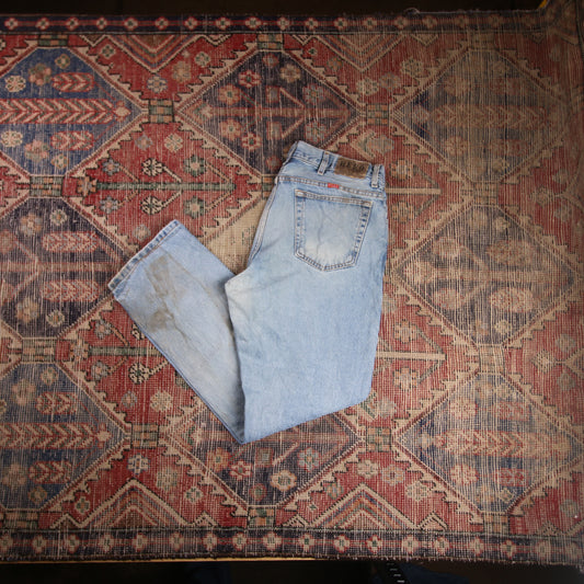Wrangler W36 L31 Straight Leg Relaxed Fit Blue Denim Jeans