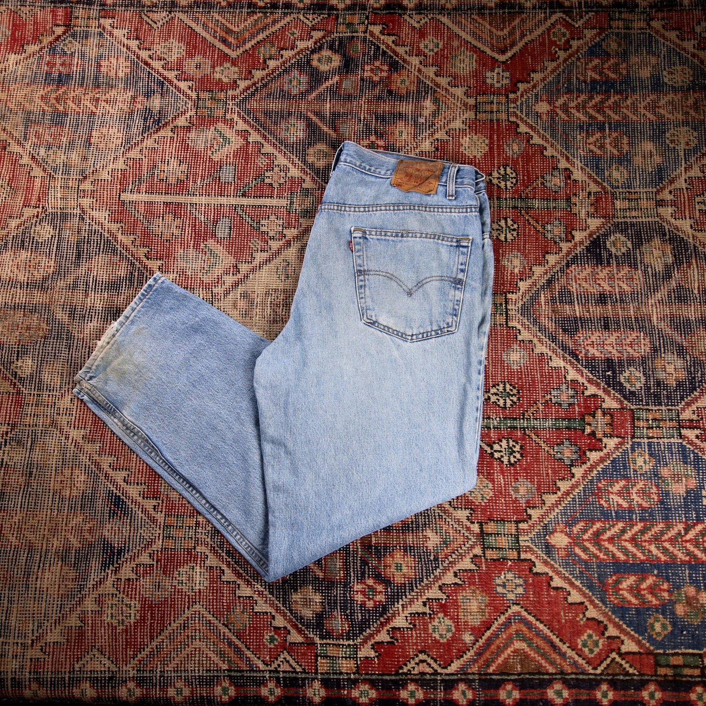 Levi's 550 W40 L31 Tapered Leg Relaxed Fit Classic Ripped Style Blue Denim Jeans
