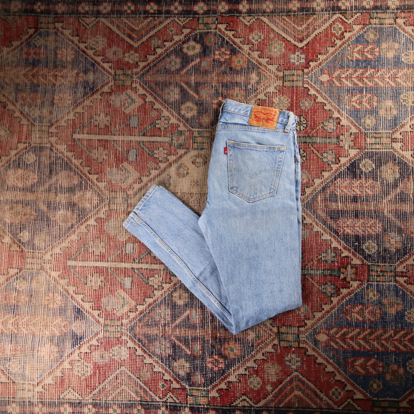 Levi's 512 Orange Tab W24 L30 Tapered Leg Slim Fit Blue Denim Jeans