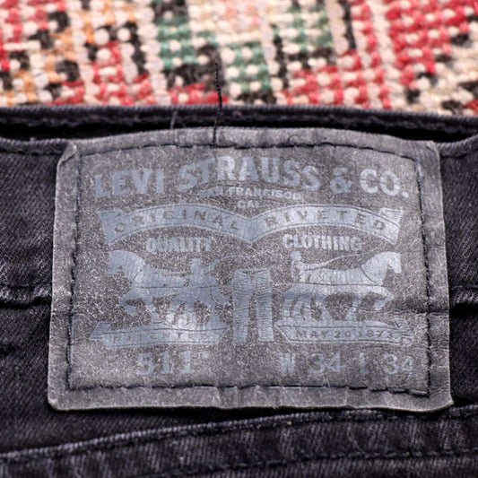 Levi's 511 W32 L32 Slim Fit Black Denim Jeans