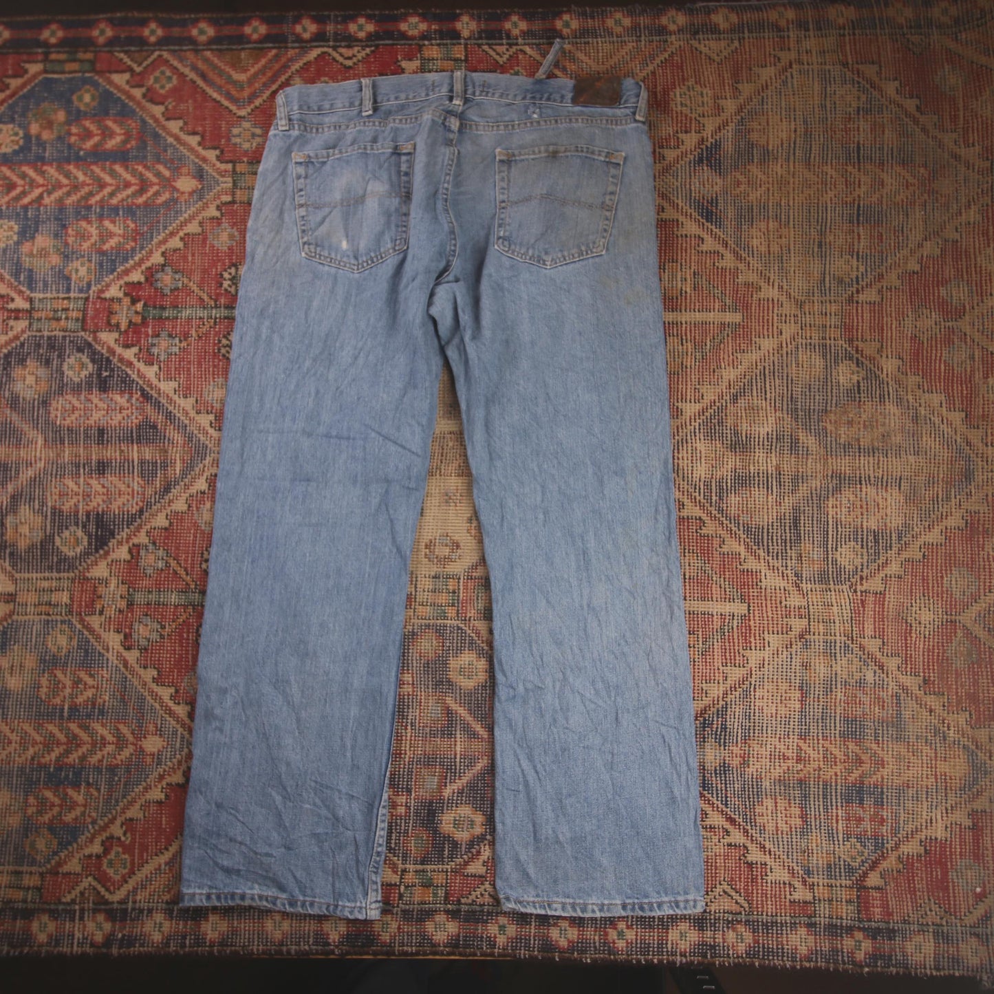 Lee W38 L30 Straight Leg Relaxed Fit Distressed Style Blue Denim Jeans