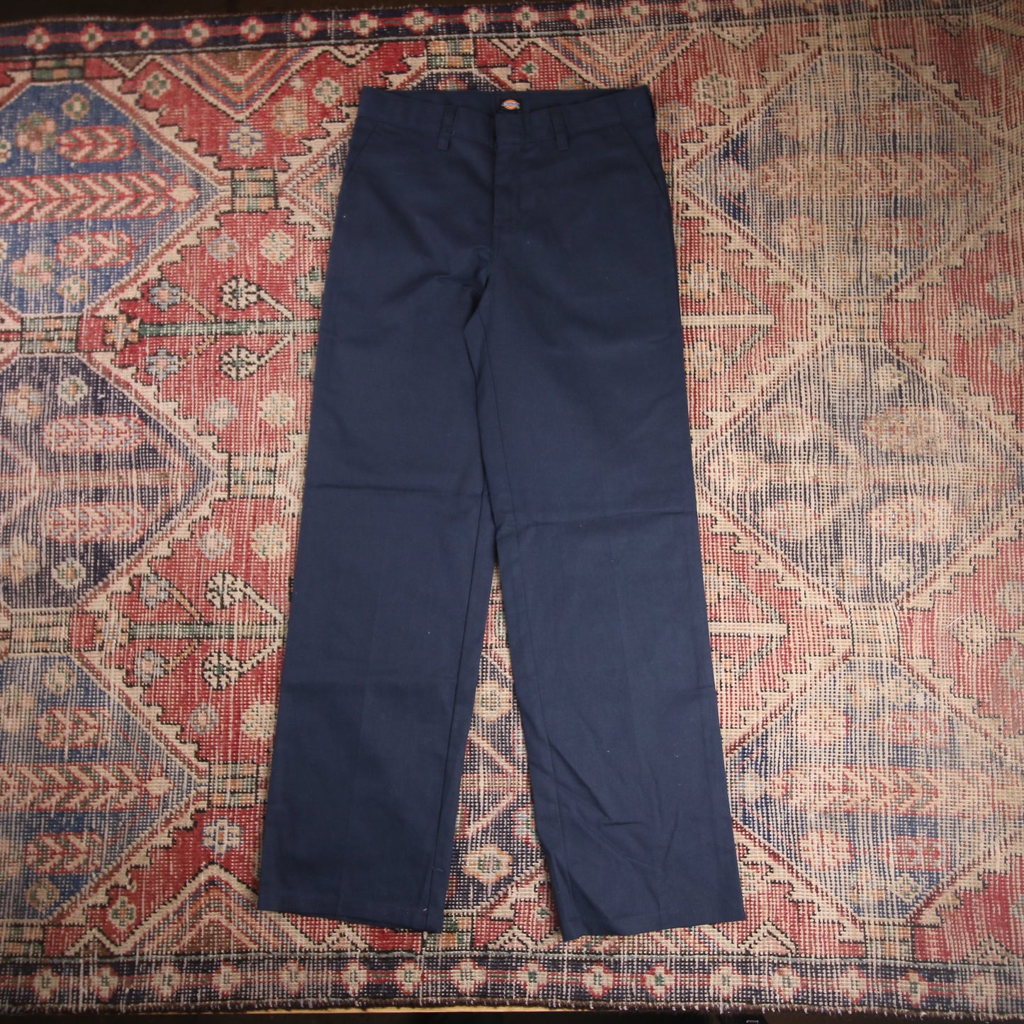 Dickies W28 L29 Straight Leg Blue Cotton Blend Trousers