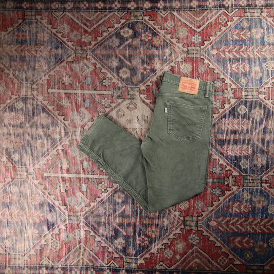 Levi's 511 W34 L28 Slim Fit Green Corduroy Jeans