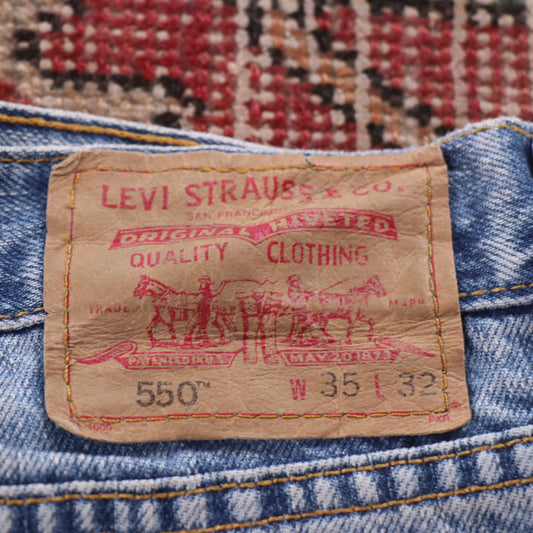 Levi's 550 Red Tab W34 L31 Tapered Leg Relaxed Fit Blue Denim Jeans
