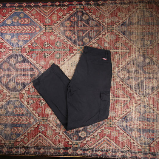 Dickies W32 L30 Cargos Black Cotton Blend Trousers