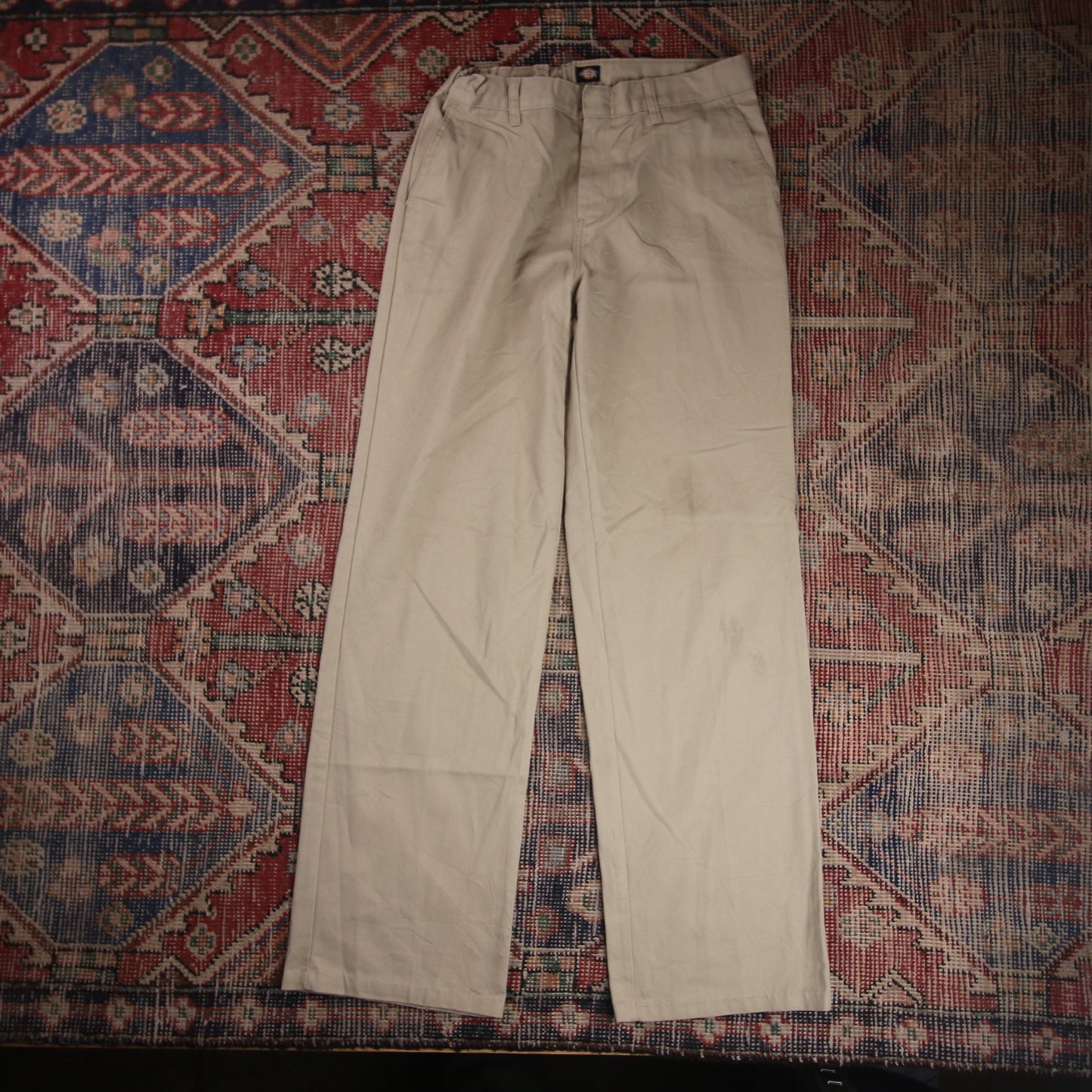 Dickies W28 L30 Straight Leg Beige Cotton Blend Trousers