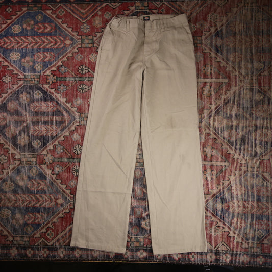 Dickies W28 L30 Straight Leg Beige Cotton Blend Trousers