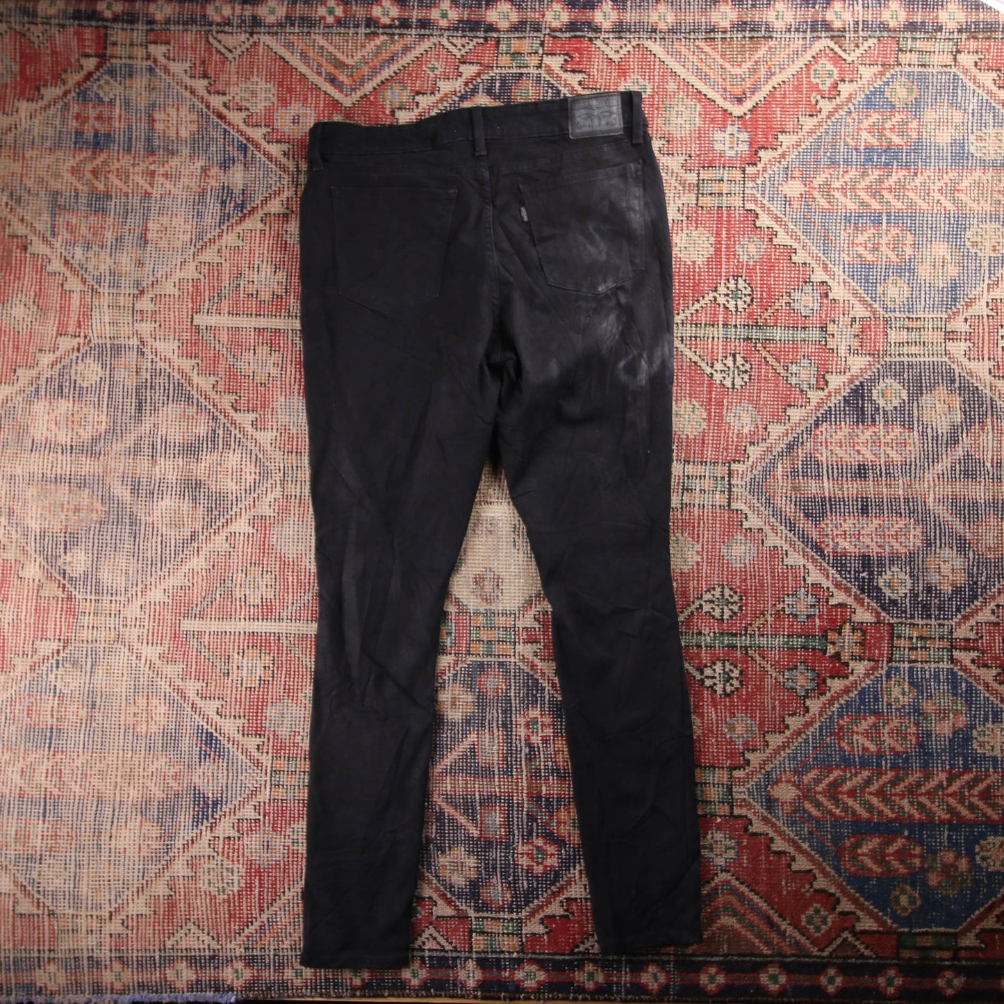 Levi's 510 Red Tab W32 L29 Skinny Classic Ripped Style Black Denim Jeans