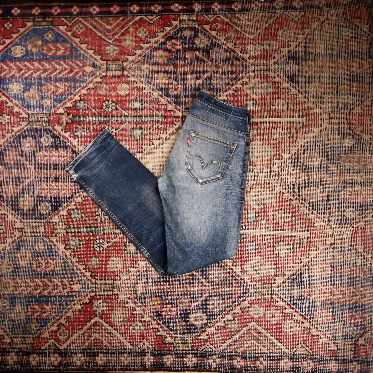 Levi's 504 W30 L30 Straight Leg Regular Fit Classic Ripped Style Blue Denim Jean