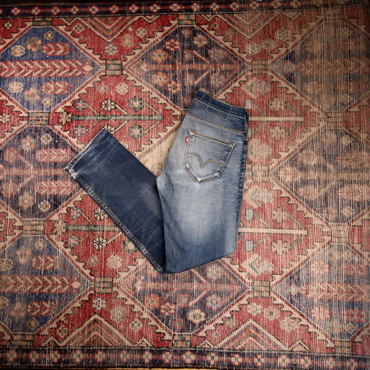 Levi's 504 W30 L30 Straight Leg Regular Fit Classic Ripped Style Blue Denim Jean