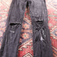 Levi's 721 Red Tab W24 L29 Skinny Classic Ripped Style Black Denim Jeans