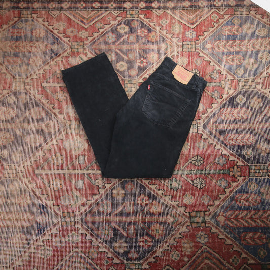 Levi's 551 W32 L30 Straight Leg Loose Fit Black Corduroy Trousers
