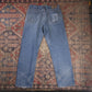 Wrangler W32 L30 Straight Leg Relaxed Fit Distressed Style Blue Denim Jeans