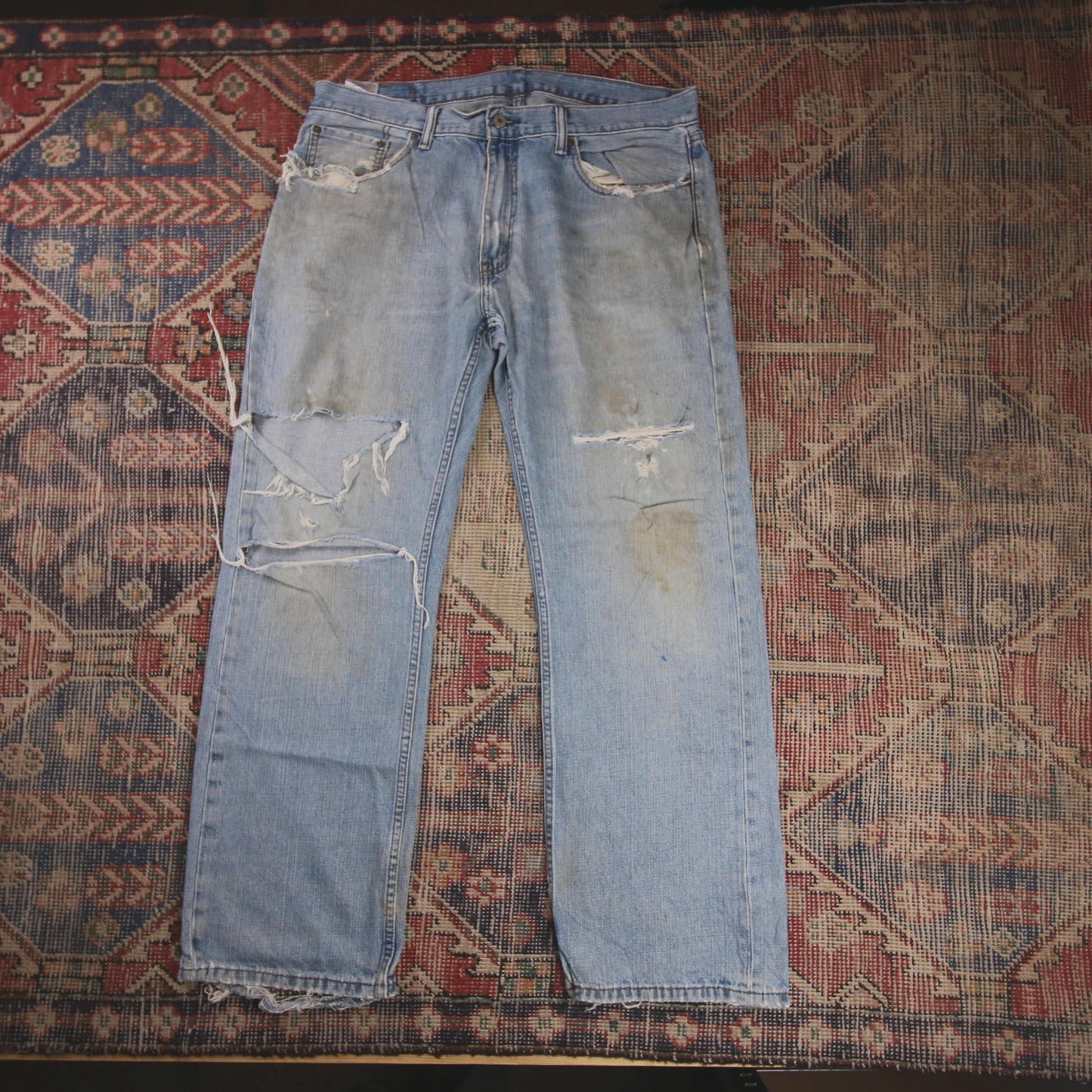 Levi's 569 W36 L30 Straight Leg Loose Fit Classic Ripped Style Blue Denim Jeans