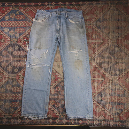 Levi's 569 W36 L30 Straight Leg Loose Fit Classic Ripped Style Blue Denim Jeans