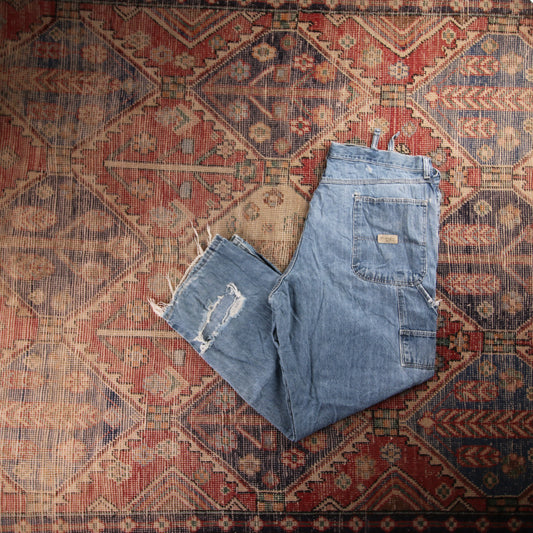 Wrangler W38 L29 Relaxed/Carpenter Classic Ripped Style Blue Denim Jeans