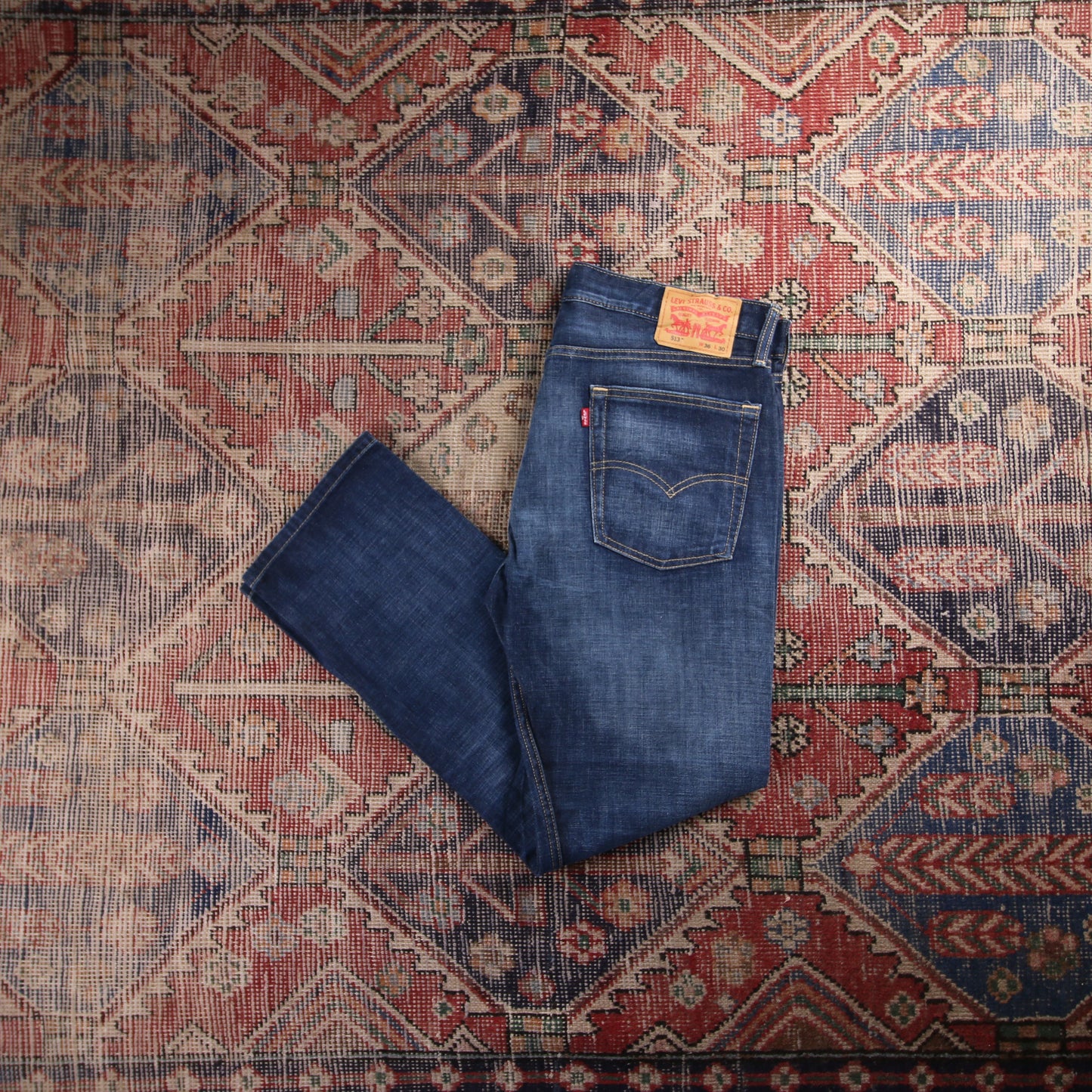Levi's 513 Red Tab W32 L29 Straight Leg Slim Fit Blue Denim Jeans