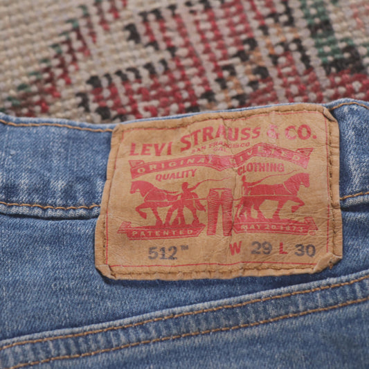 Levi's 512 Red Tab W28 L27 Tapered Leg Slim Fit Blue Denim Jeans