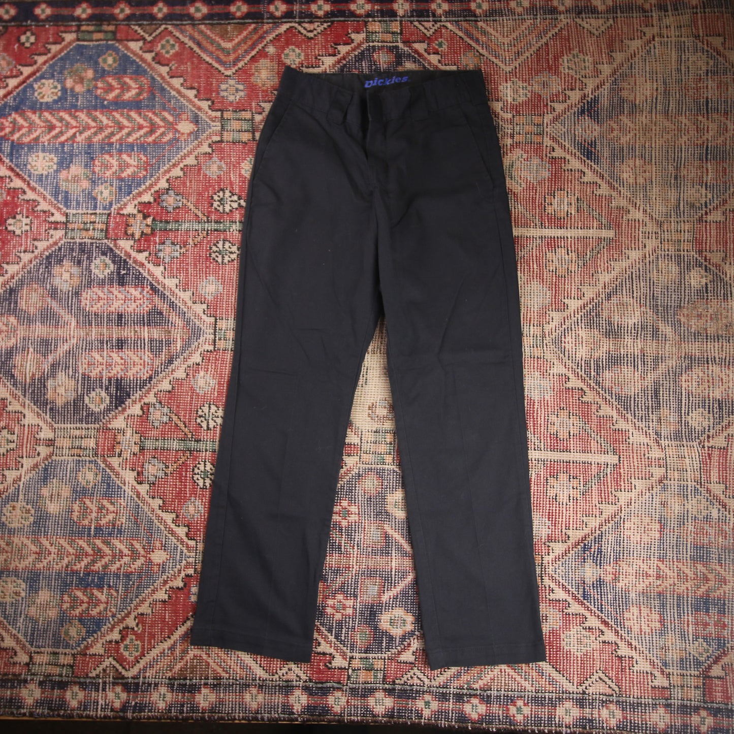Dickies W26 L27 Straight Leg Black Cotton Blend Trousers