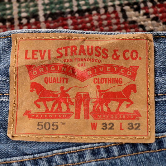 Levi's 505 W32 L31 Straight Leg Regular Fit Blue Denim Jeans