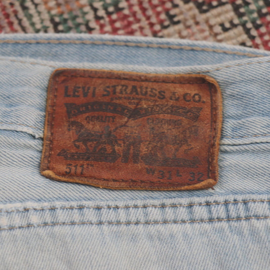 Levi's 511 W32 L29 Slim Fit Classic Ripped Style Blue Denim Jeans