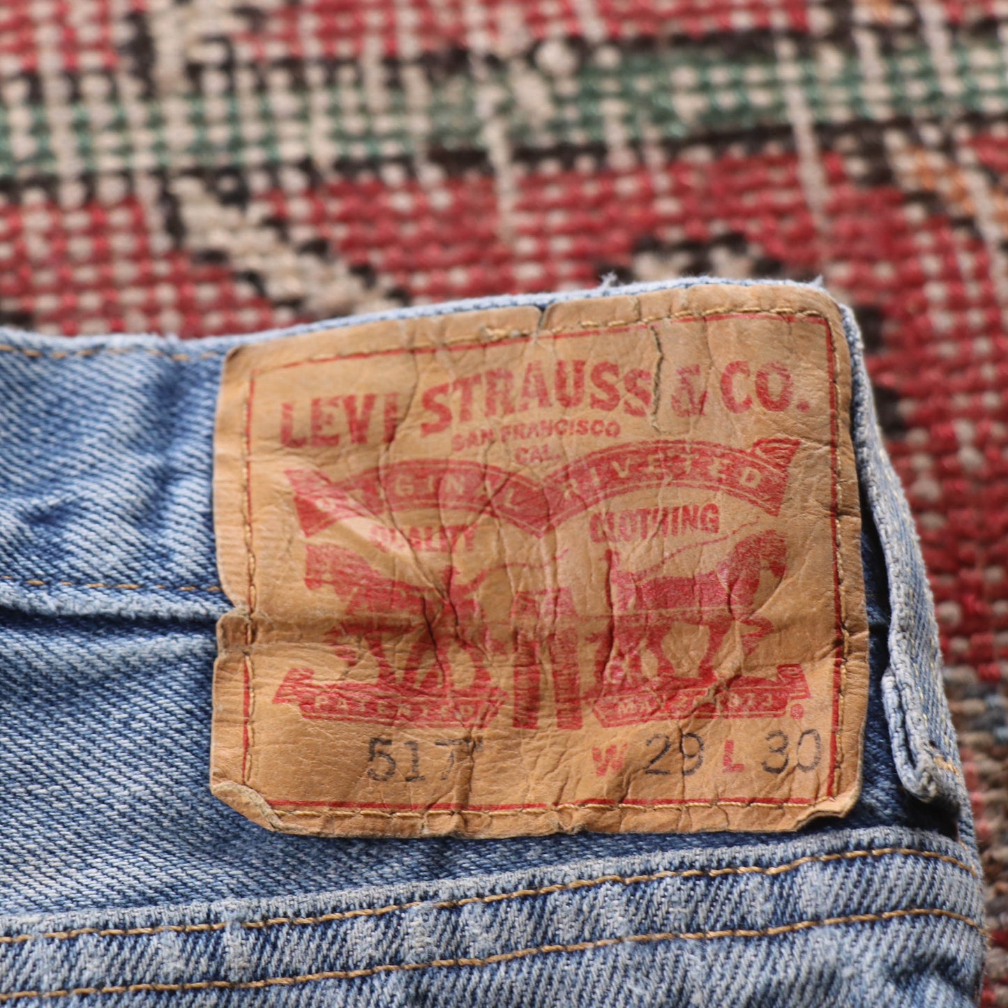 Levi's 517 Red Tab W28 L30 Bootcut Slim Fit Blue Denim Jeans