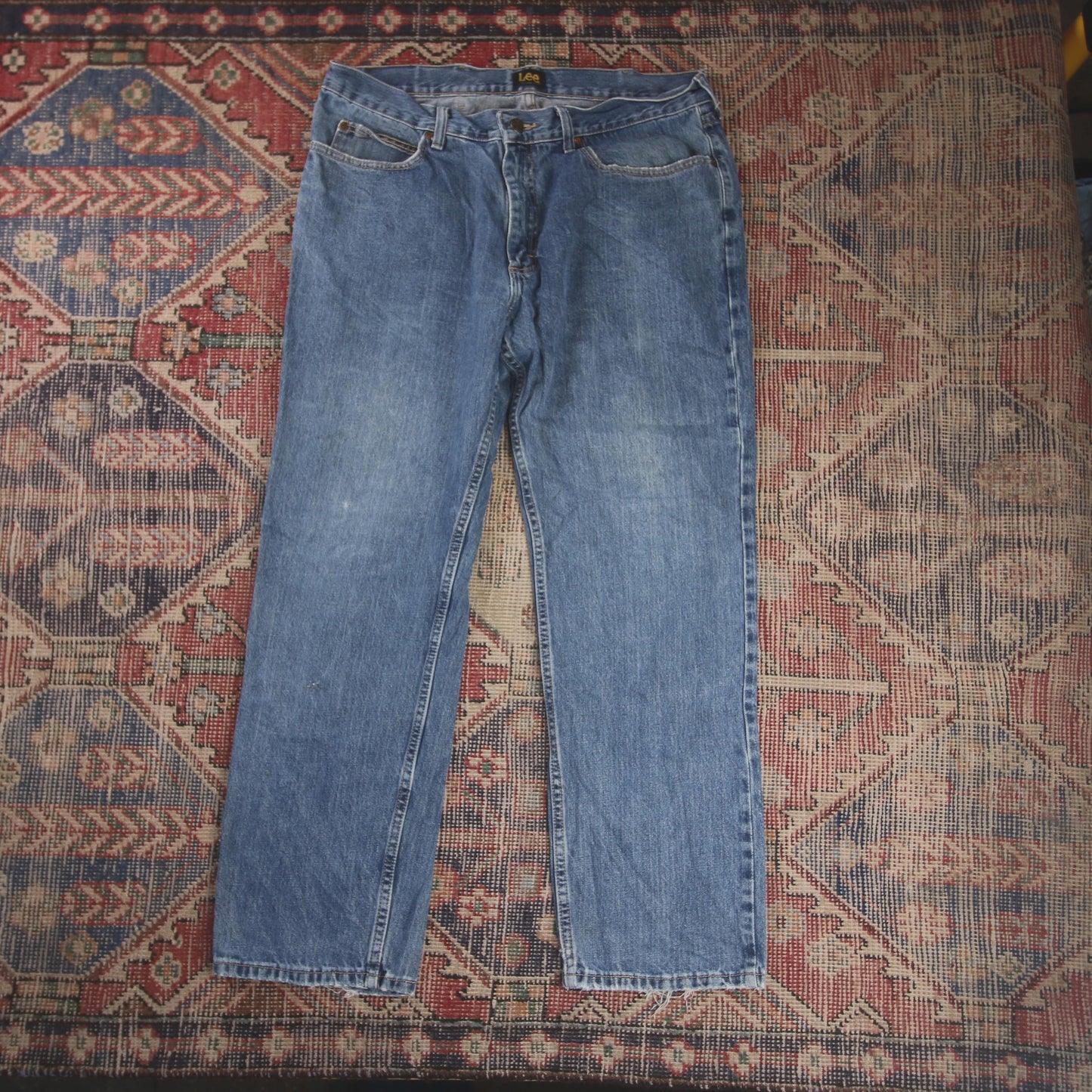 Lee W34 L28 Straight Leg Relaxed Fit Blue Denim Jeans