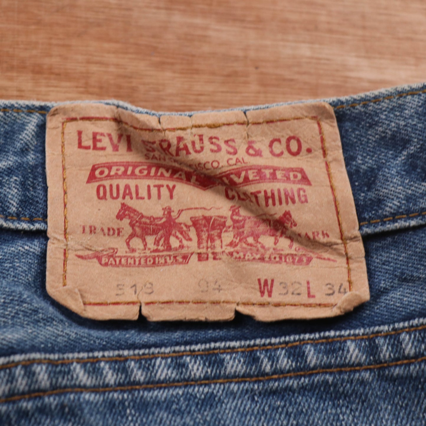 Levi's 513 Red Tab W32 L33 Straight Leg Slim Fit Blue Denim Jeans