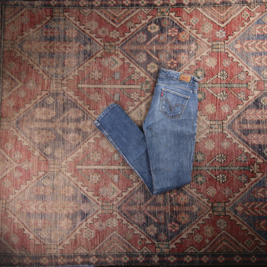 Levi's 711 Red Tab W28 L30 Skinny Blue Denim Jeans