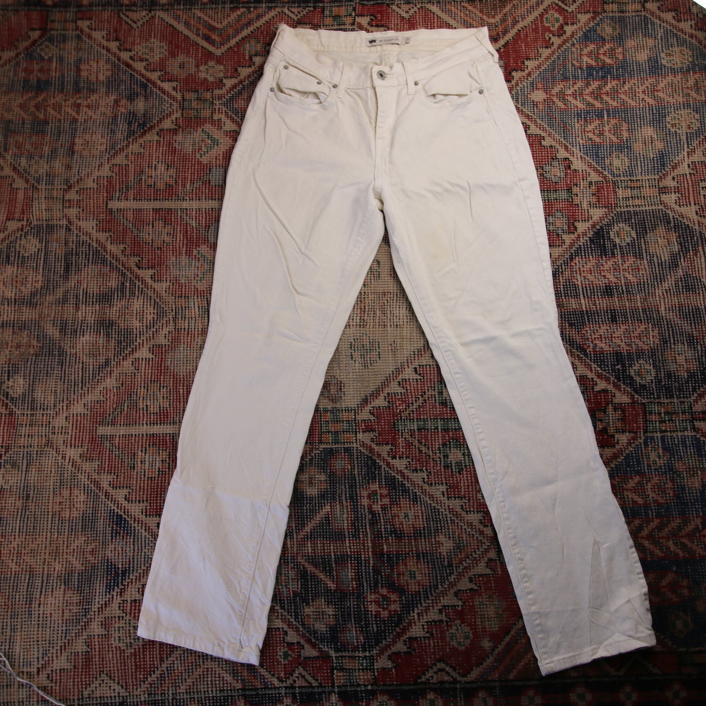 Levi's 505 W30 L30 Straight Leg Regular Fit White Denim Jeans