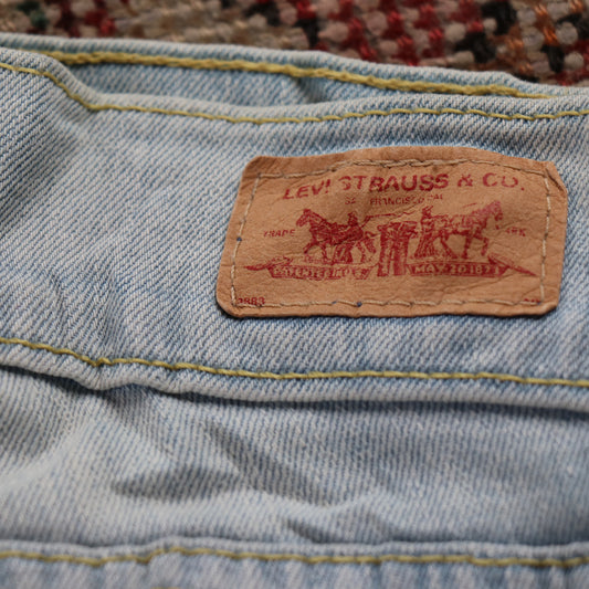 Levi's W28 L29 Flared Distressed Style Blue Denim Jeans