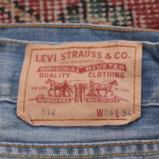 Levi's 512 W36 L30 Tapered Leg Slim Fit Blue Denim Jeans