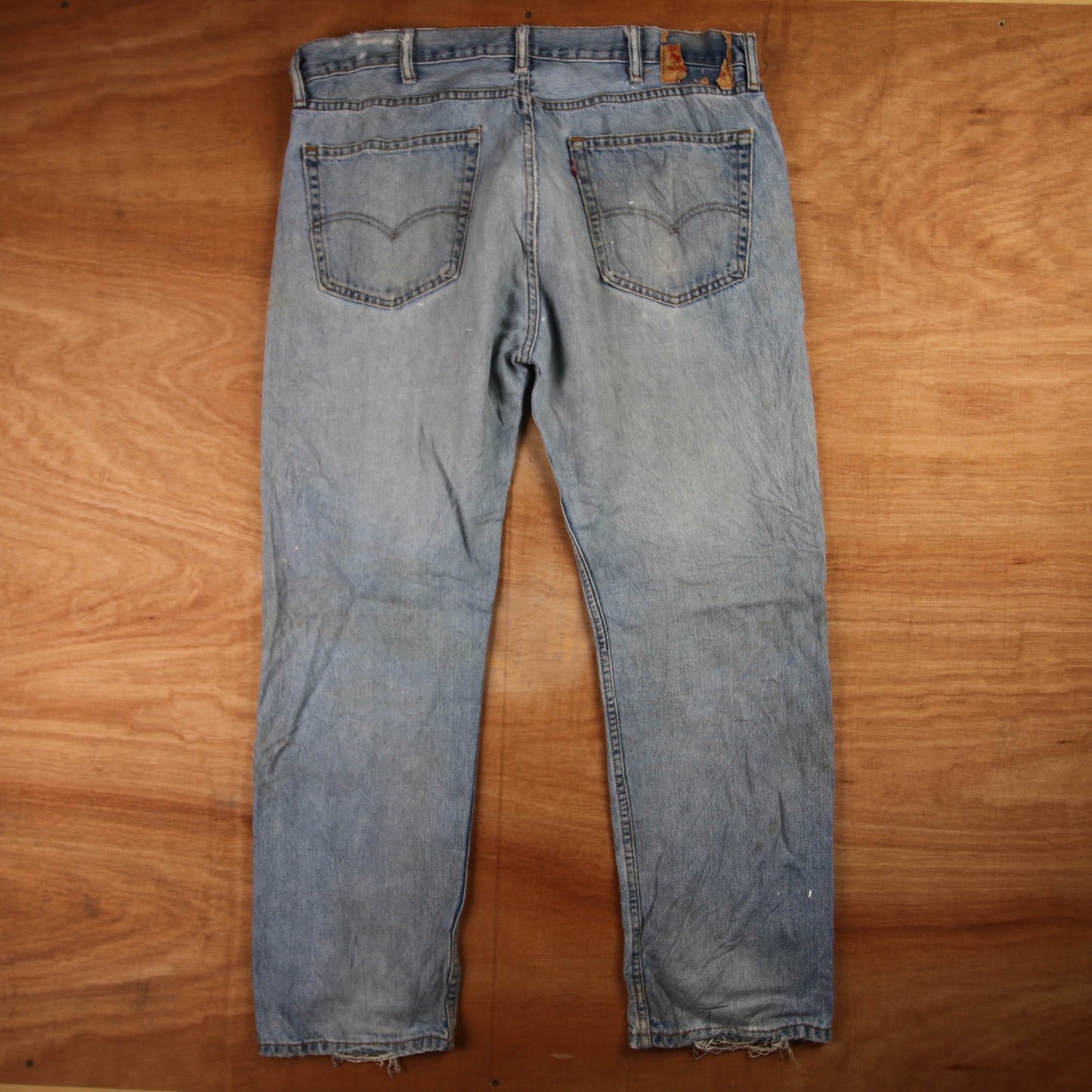 Levi's 505 Red Tab W38 L30 Straight Leg Regular Fit Classic Ripped Style Blue De