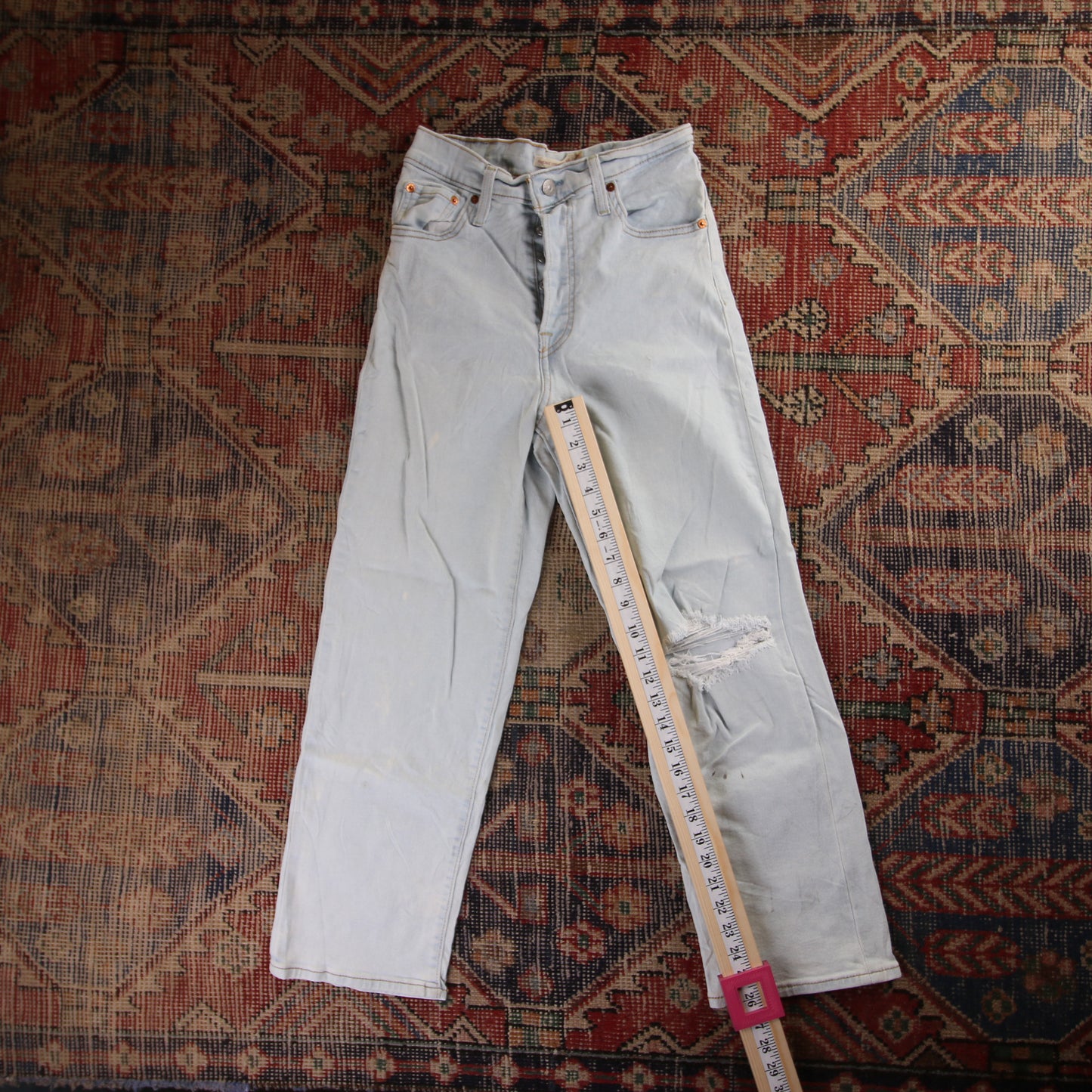 Levi's W26 L26 Straight Leg Classic Ripped Style Blue Denim Jeans