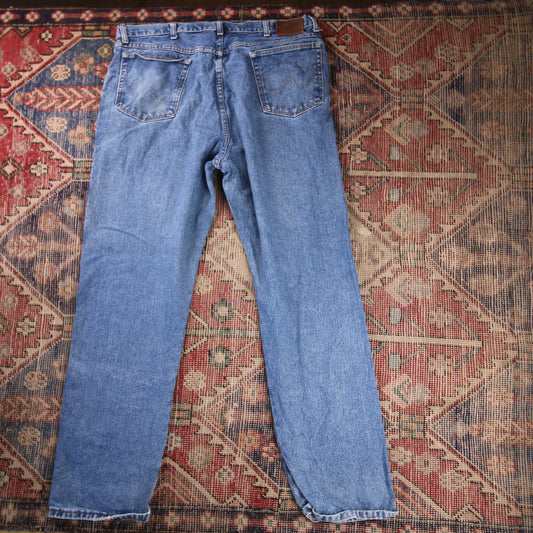 Wrangler W36 L33 Straight Leg Relaxed Fit Blue Denim Jeans