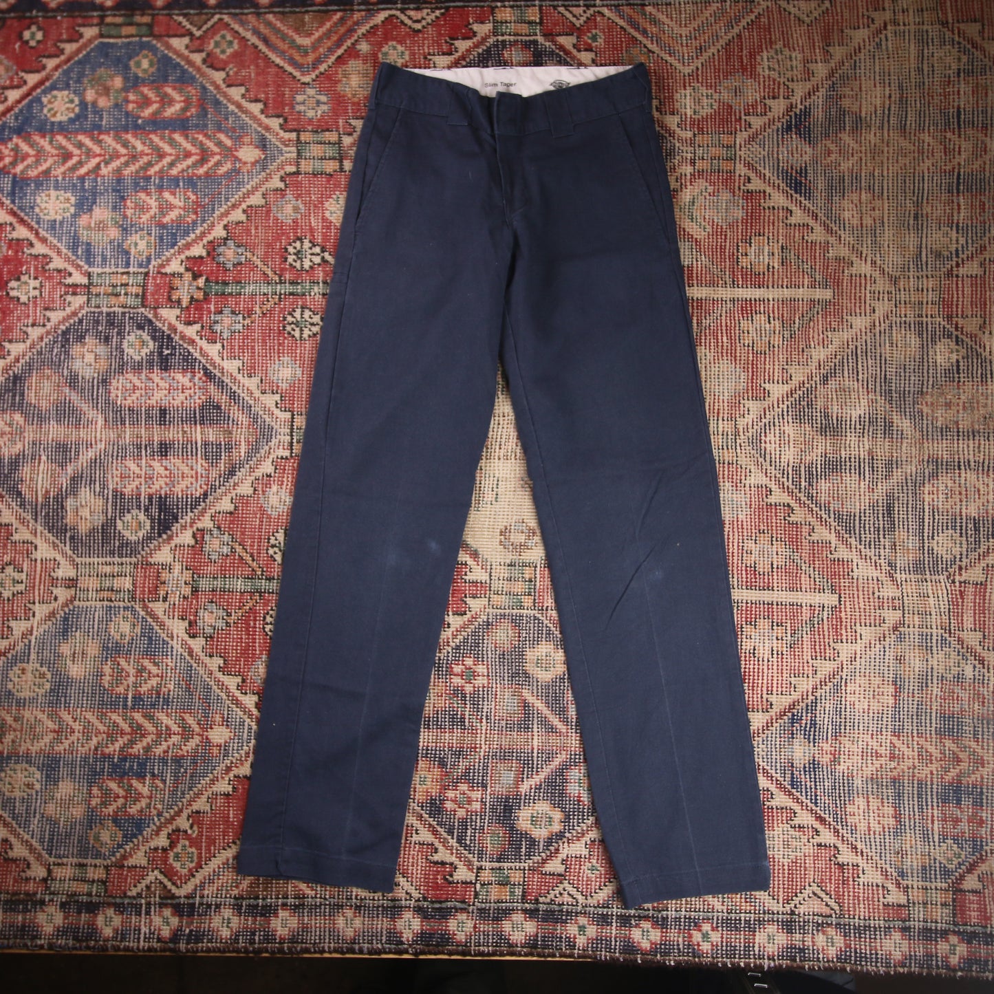 Dickies W26 L30 Straight Leg Blue Cotton Blend Trousers