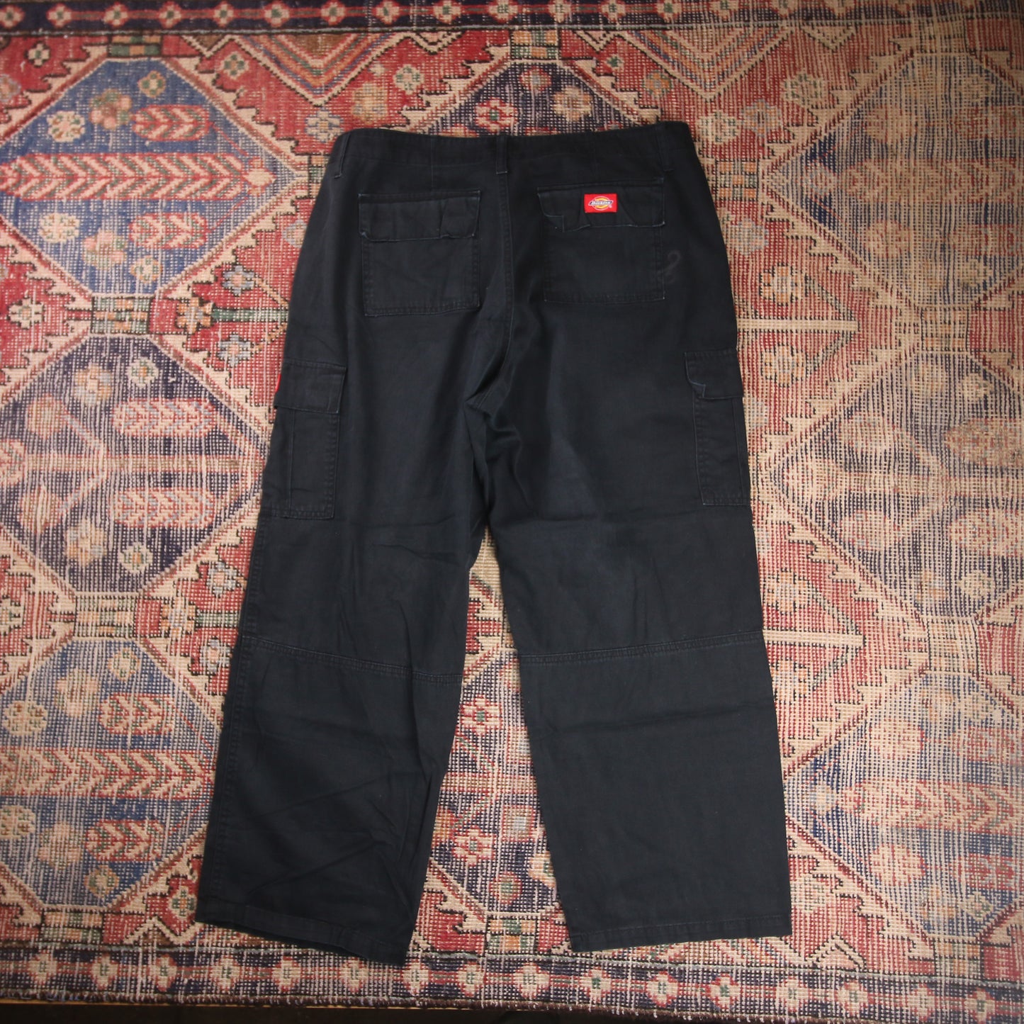 Dickies Double Knee W34 L25 Cargo Trousers Black Cotton Blend Trousers