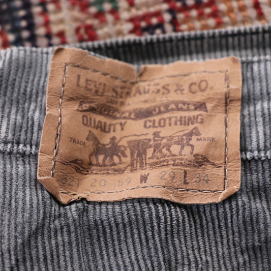 Levi's 521 20 59 W28 L32 Slim Fit Grey Corduroy Trousers