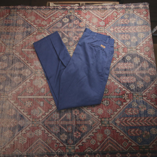Wrangler W36 L33 Straight Leg Blue Cotton Blend Trousers