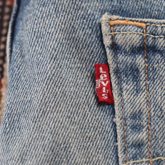 Levi's 501 Red Tab W34 L32 Original Fit Classic Ripped Style Blue Denim Jeans
