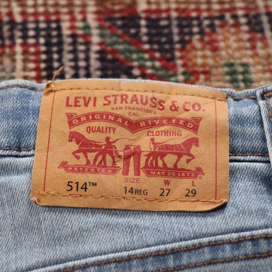 Levi's 514 W26 L28 Straight Leg Blue Denim Jeans