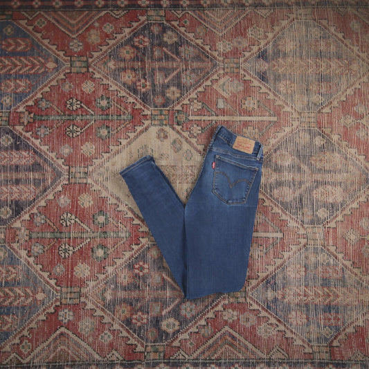 Levi's 710 W28 L29 Skinny Classic Ripped Style Blue Denim Jeans