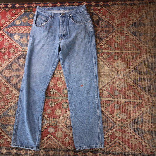 Wrangler W34 L31 Straight Leg Relaxed Fit Blue Denim Jeans