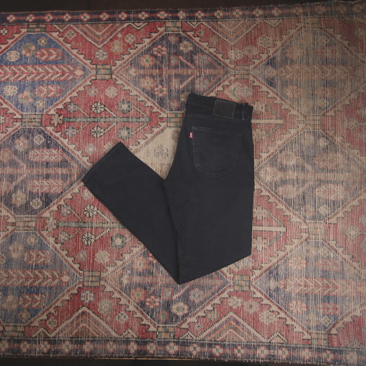 Levi's W36 L32 Straight Leg Relaxed Fit Black Denim Jeans