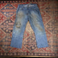 Wrangler W34 L27 Straight Leg Relaxed Fit Classic Ripped Style Blue Denim Jeans