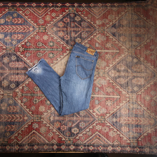 Lee W34 L28 Straight Leg Loose Fit Blue Denim Jeans